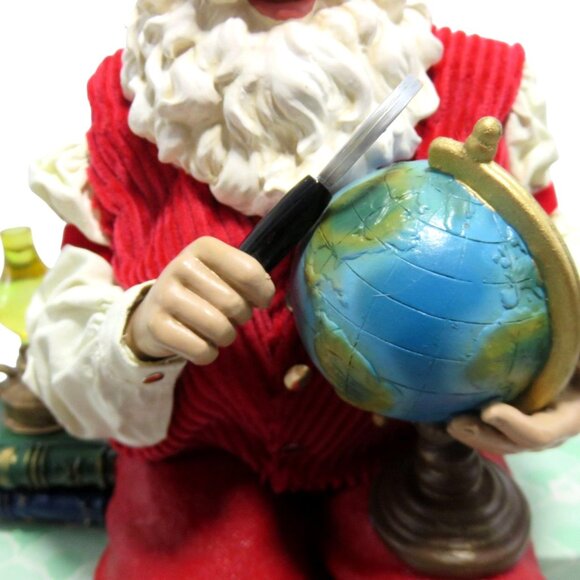 TRADITIONS Santa Claus Shelf Figurine with Globe and Magnifying Glass Vintage 10 - Picture 9 of 12
